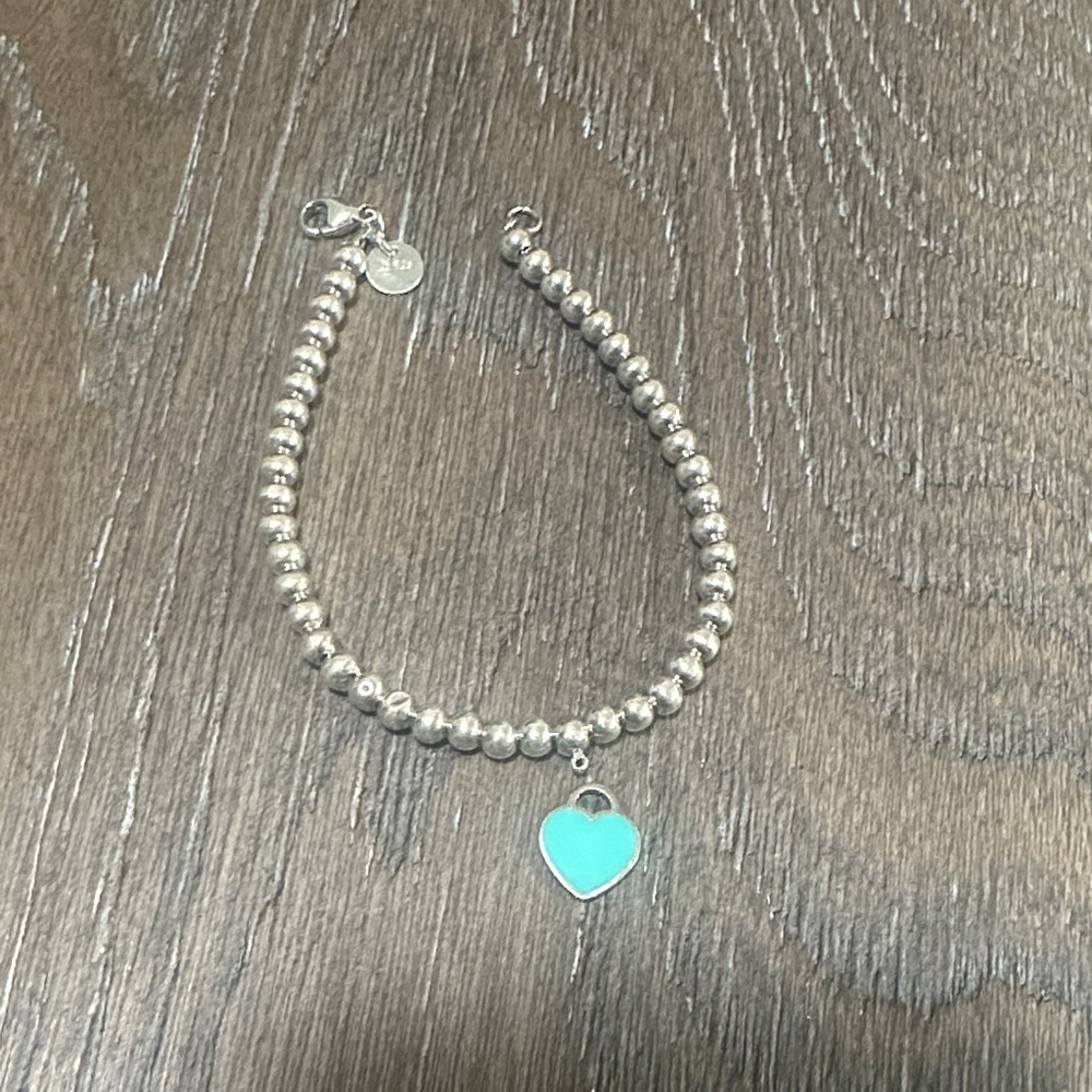 Tiffany & Co. Silver Bracelet with Turquoise Heart Charm